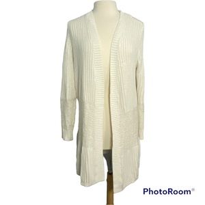 LOFT Cream Long Sleeve Cardigan | Duster Sweater size M